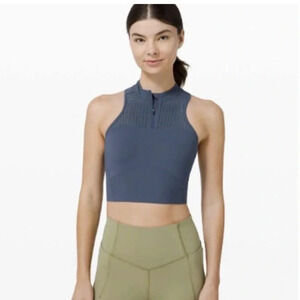 Lululemon Unleash Strength Bra Medium Support B/C Cup Iron Blue High Neck Sports